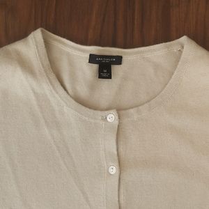Ann Taylor Beige 3/4 Sleeve Cardigan, Medium